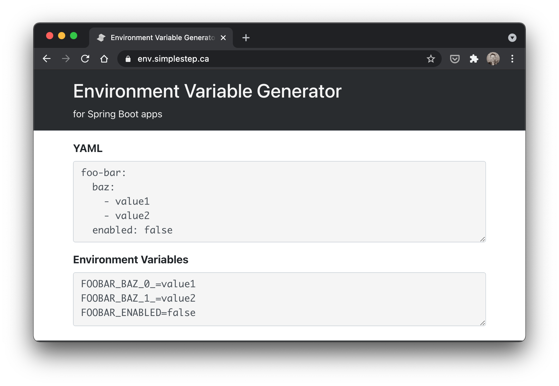 Environment Variable Generator for Spring Boot